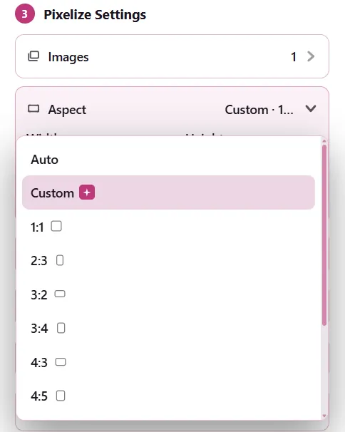 Aspect menu with Custom VIP option