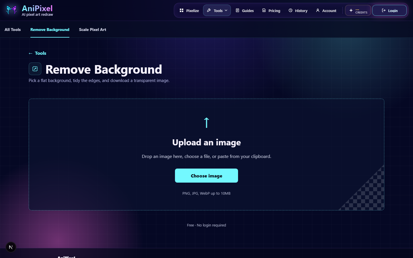 Remove Background tool ready for an upload