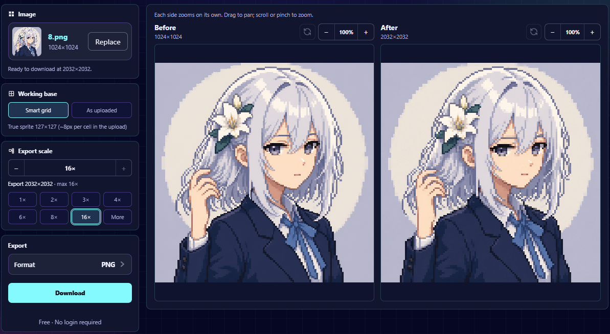 Fix Pixel Grid with Smart grid and Before/After preview