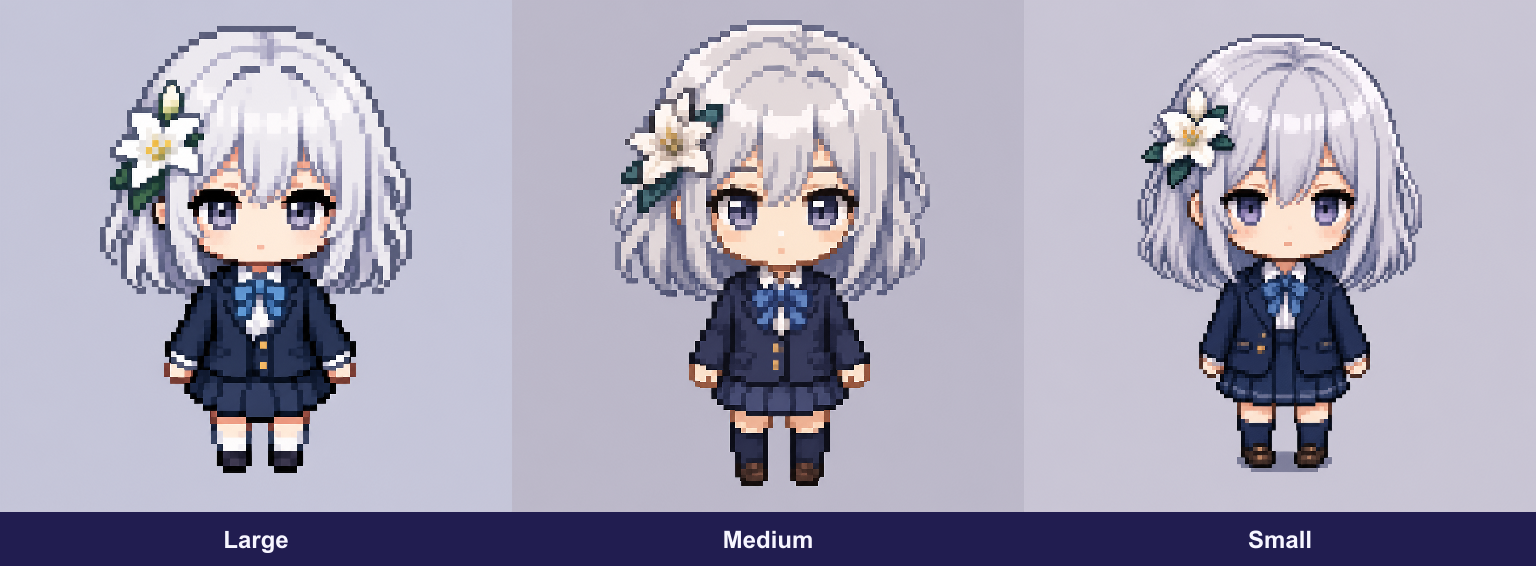 Actual Portrait results generated with Large, Medium, and Small Pixel Size