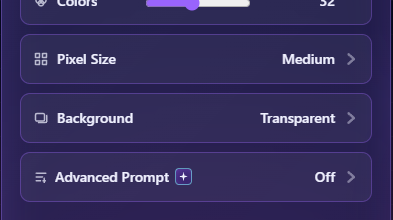 Pixelize settings with Background set to Transparent